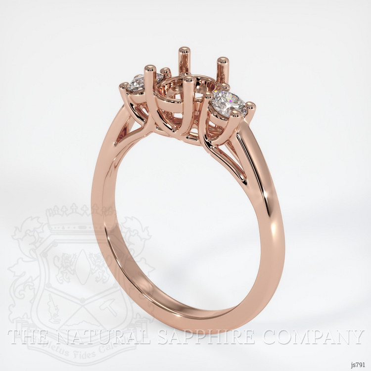 14K Rose Gold Three Stone Ring Setting