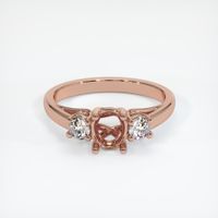 14K Rose Gold Three Stone Ring Setting Image