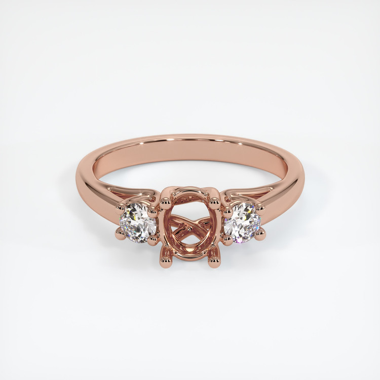 14K Rose Gold Three Stone Ring Setting