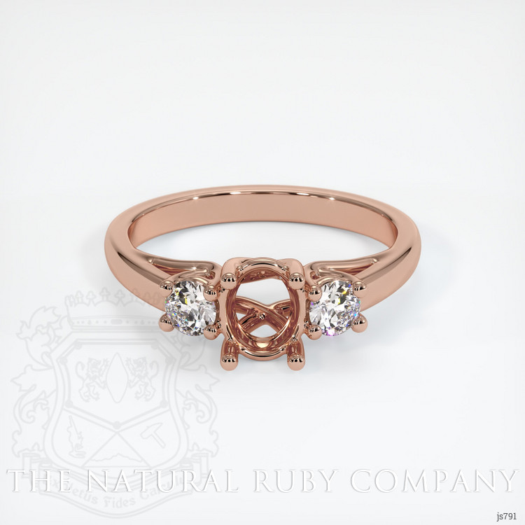 14K Rose Gold Three Stone Ring Setting