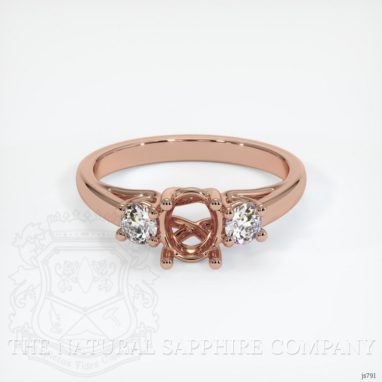 14K Rose Gold Three Stone Ring Setting