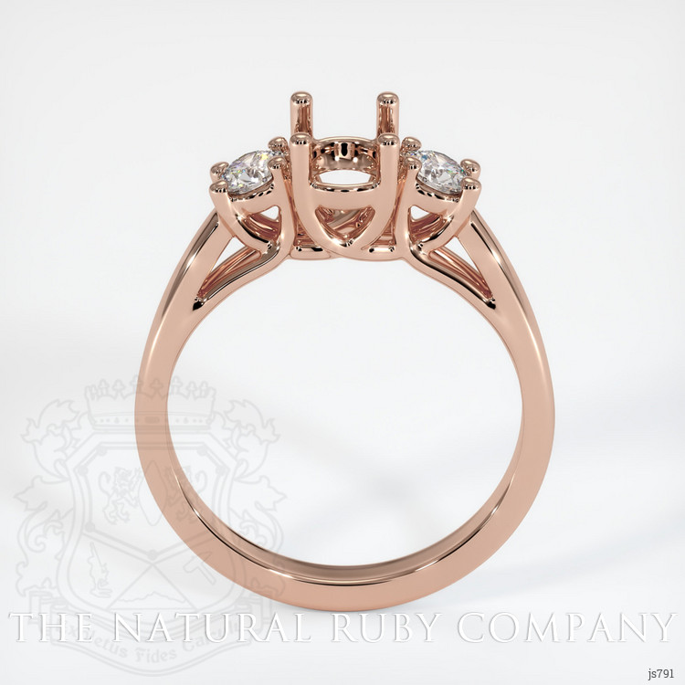 14K Rose Gold Three Stone Ring Setting