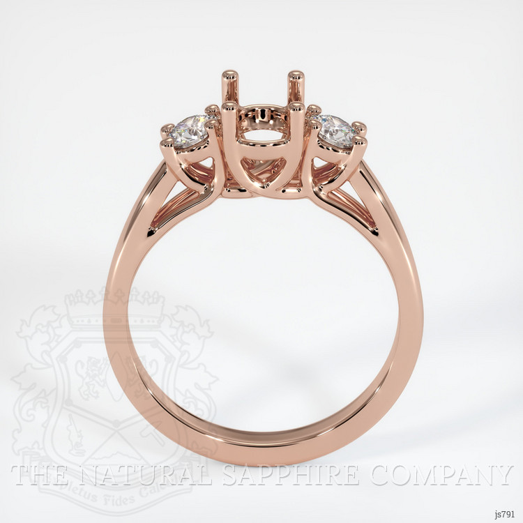 14K Rose Gold Three Stone Ring Setting