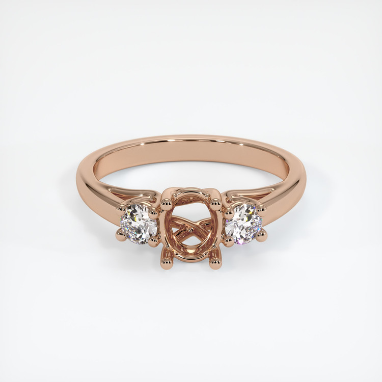18K Rose Gold Three Stone Ring Setting