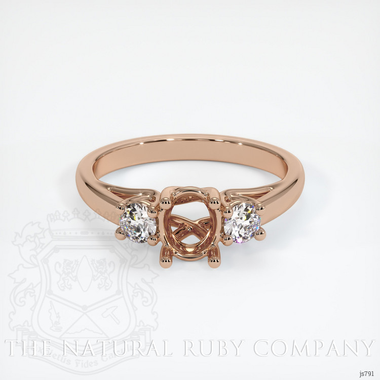 18K Rose Gold Three Stone Ring Setting