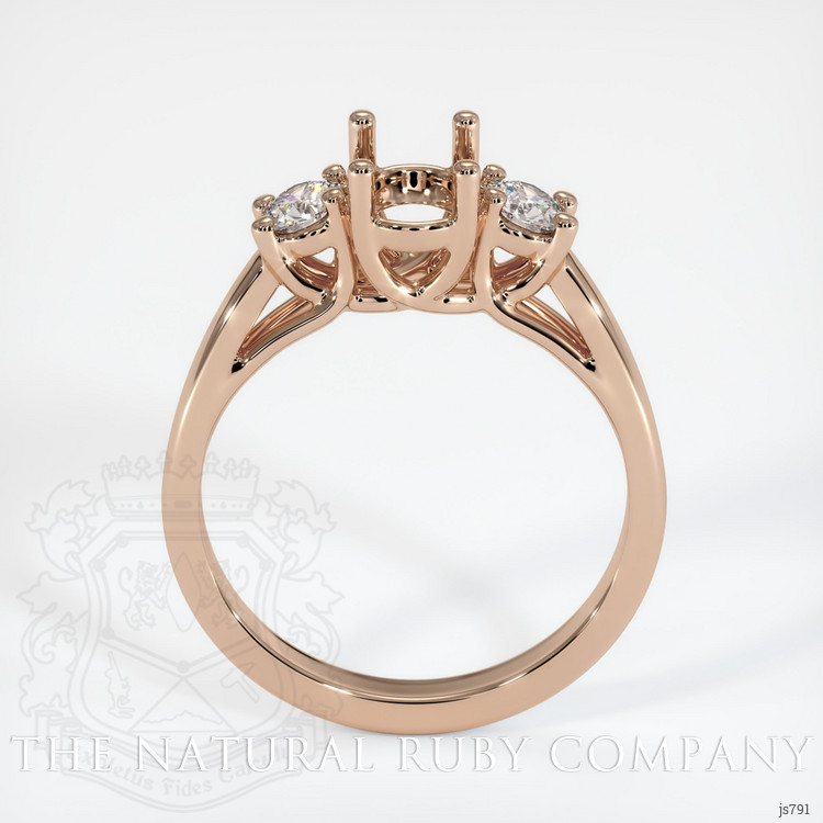 18K Rose Gold Three Stone Ring Setting
