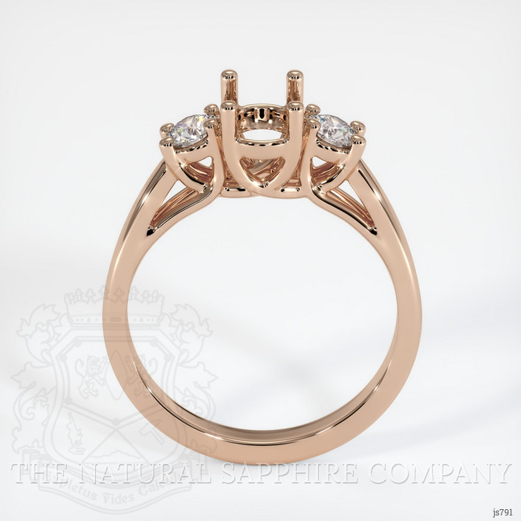 18K Rose Gold Three Stone Ring Setting