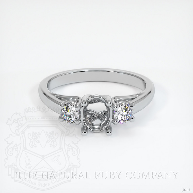 10K White Gold Three Stone Ring Setting