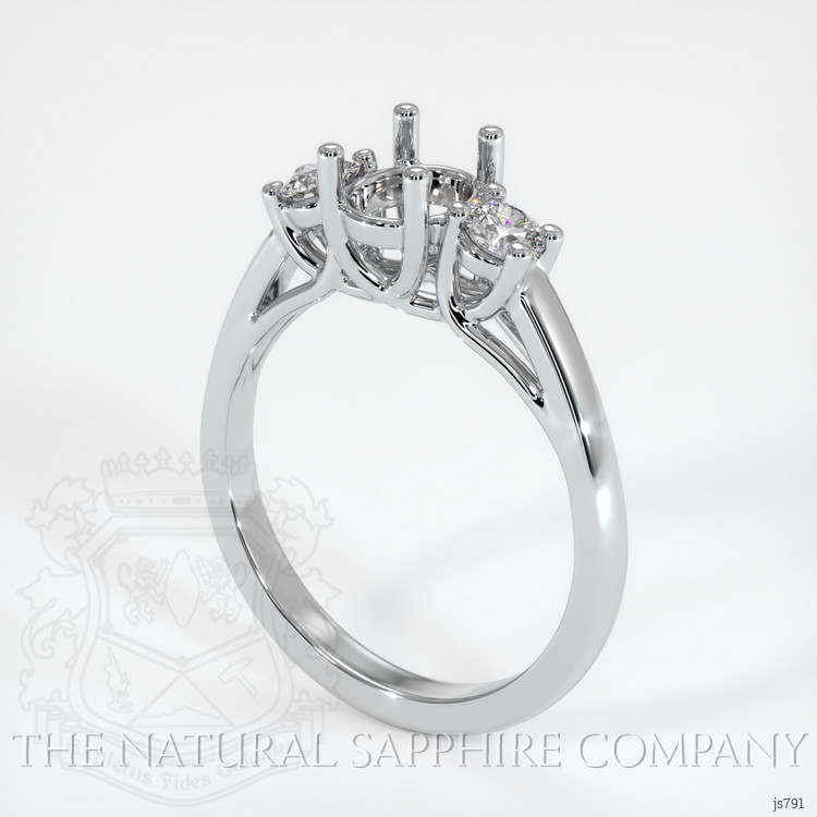 14K White Gold Three Stone Ring Setting