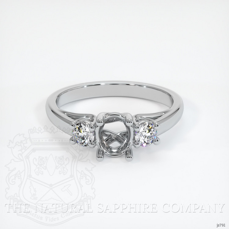 14K White Gold Three Stone Ring Setting