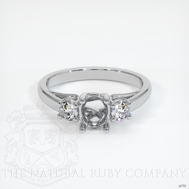 14K White Gold Three Stone Ring Setting