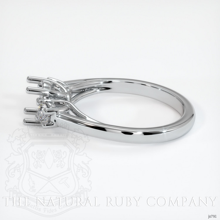 14K White Gold Three Stone Ring Setting