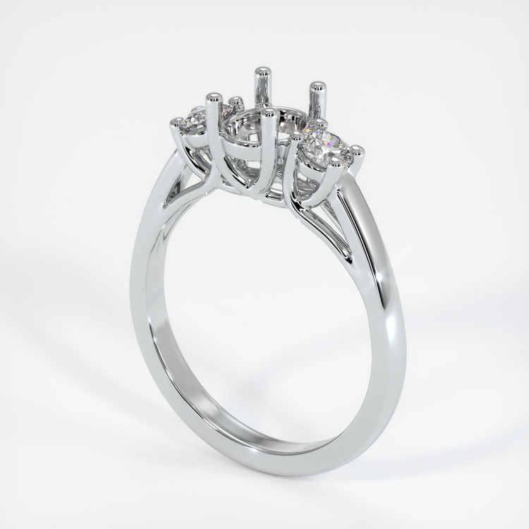 18K White Gold Three Stone Ring Setting