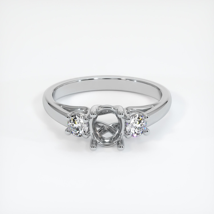 18K White Gold Three Stone Ring Setting