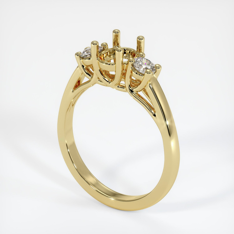 18K Yellow Gold Three Stone Ring Setting