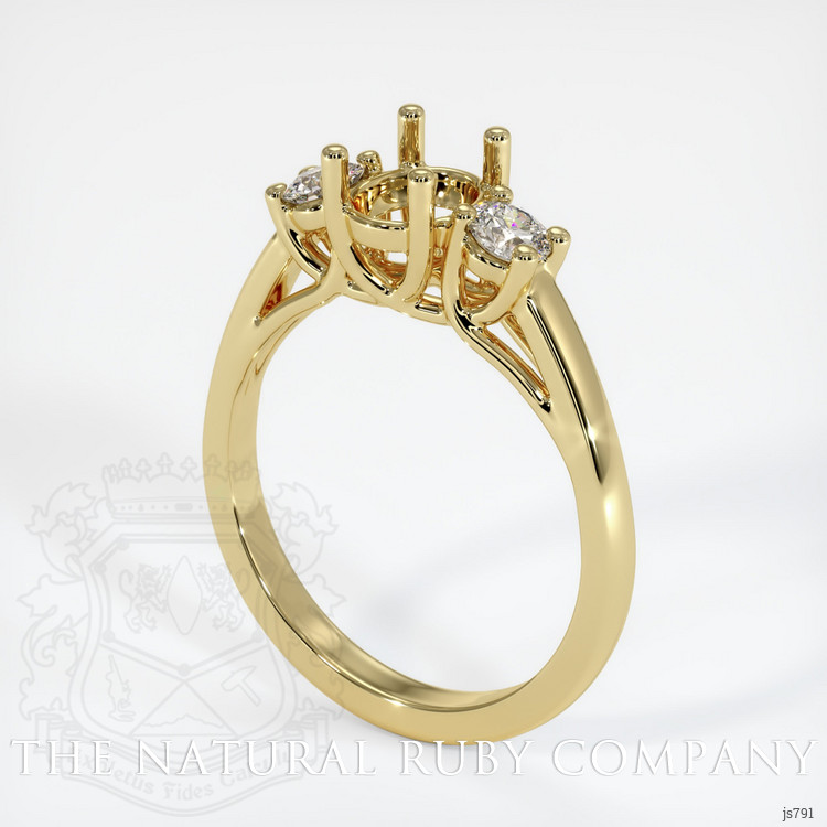 18K Yellow Gold Three Stone Ring Setting