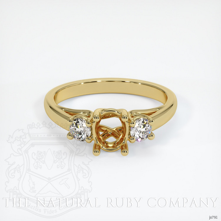 18K Yellow Gold Three Stone Ring Setting