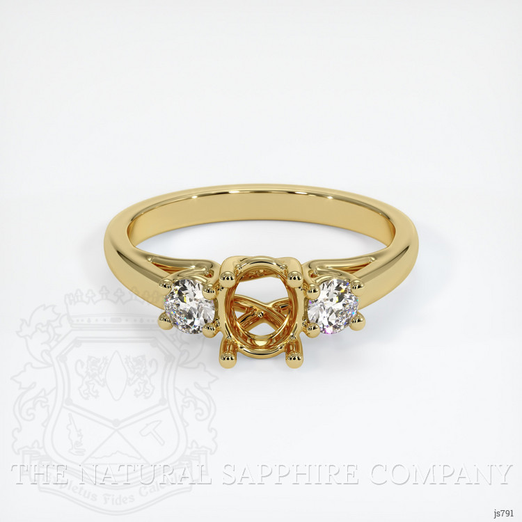 18K Yellow Gold Three Stone Ring Setting
