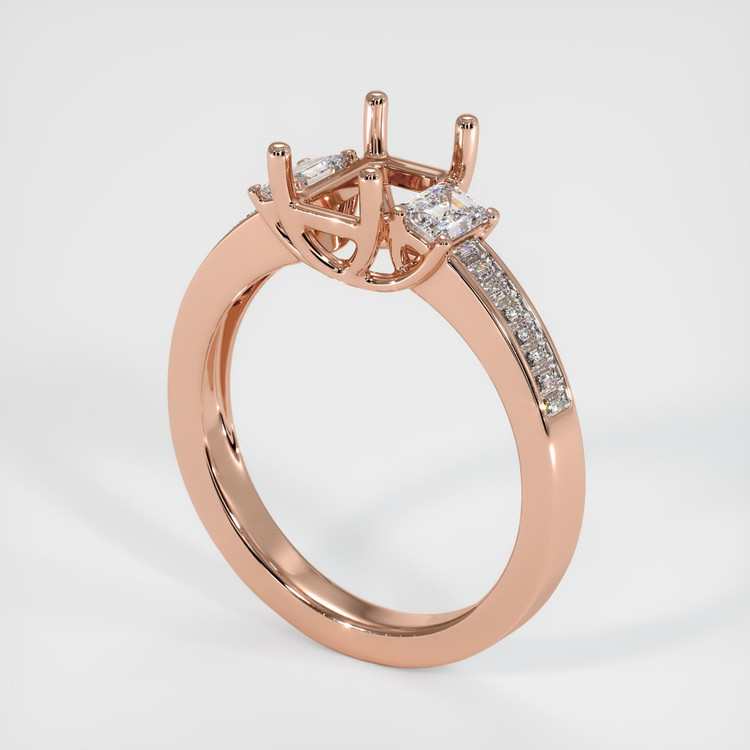 14K Rose Gold Three Stone Ring Setting
