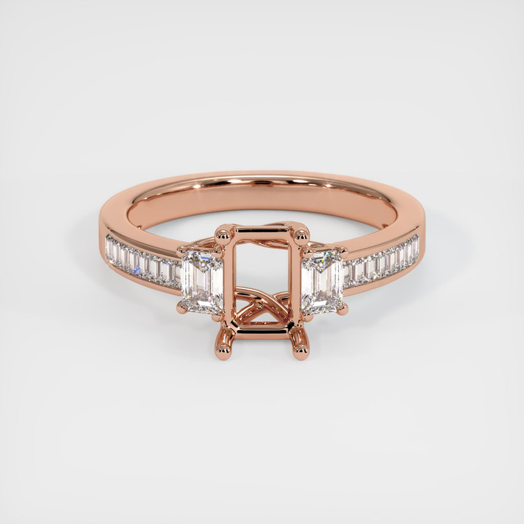 14K Rose Gold Three Stone Ring Setting