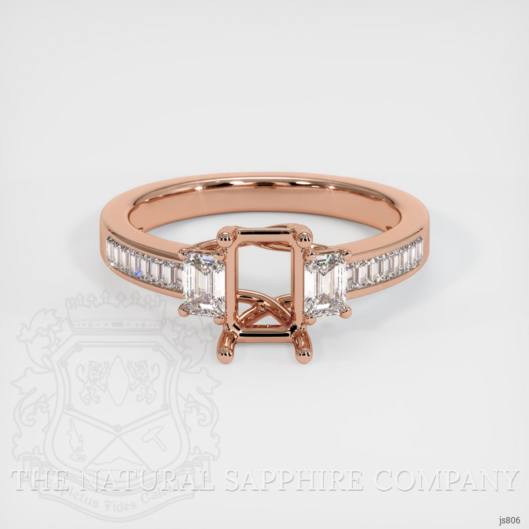 14K Rose Gold Three Stone Ring Setting