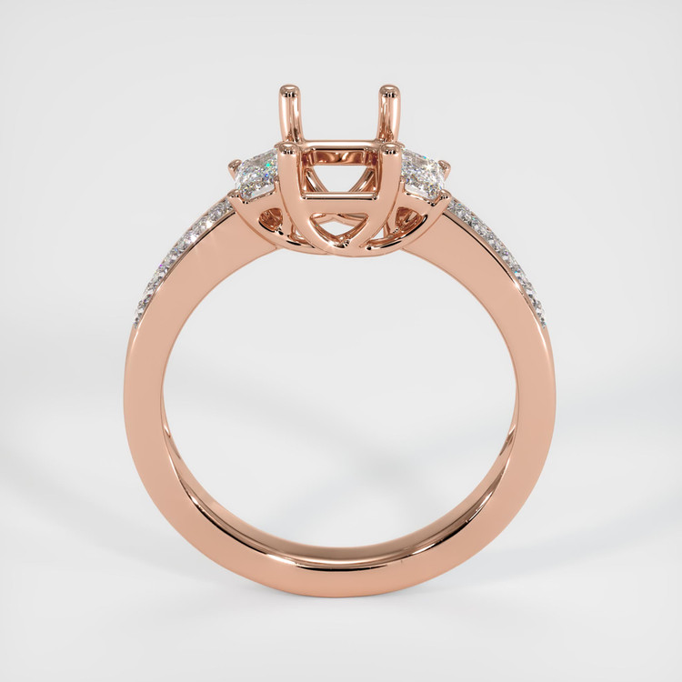 14K Rose Gold Three Stone Ring Setting