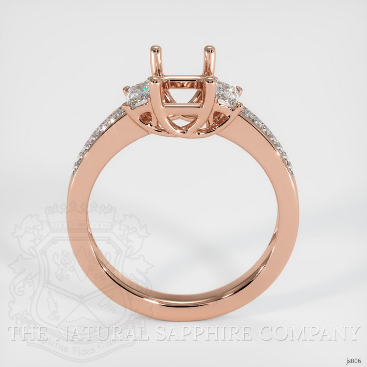 14K Rose Gold Three Stone Ring Setting