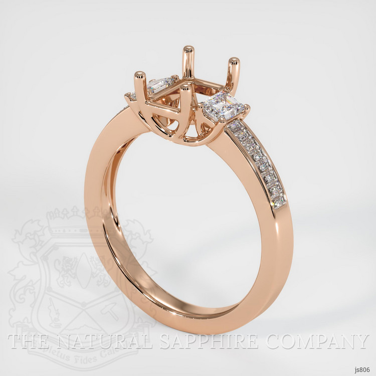 18K Rose Gold Three Stone Ring Setting
