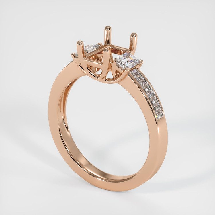18K Rose Gold Three Stone Ring Setting