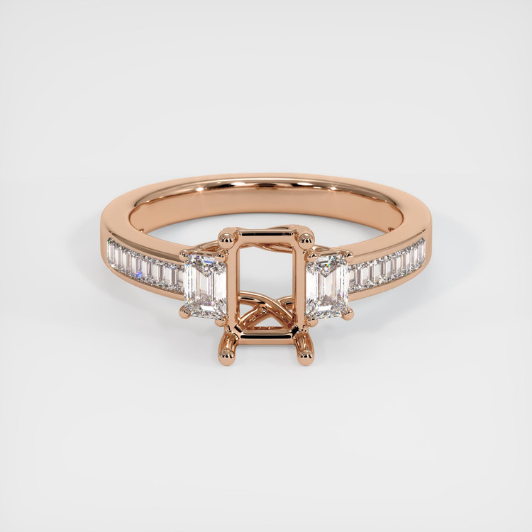 18K Rose Gold Three Stone Ring Setting