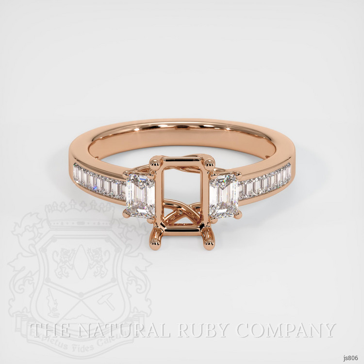 18K Rose Gold Three Stone Ring Setting