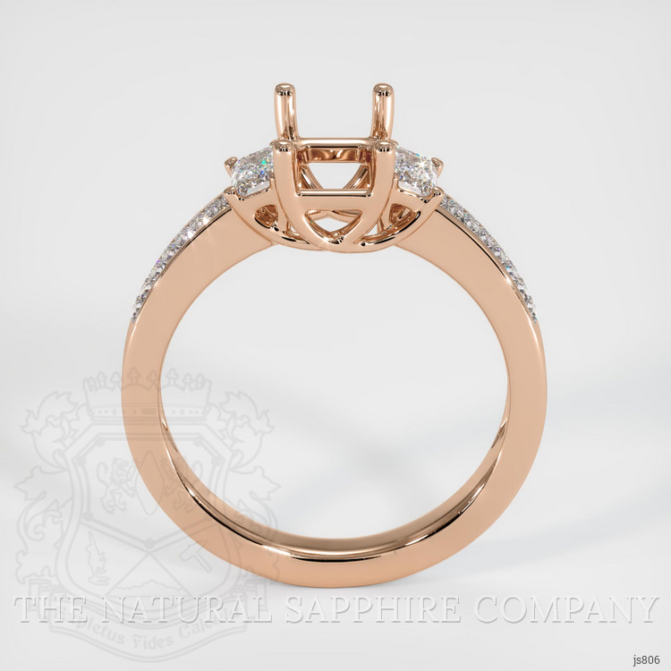 18K Rose Gold Three Stone Ring Setting