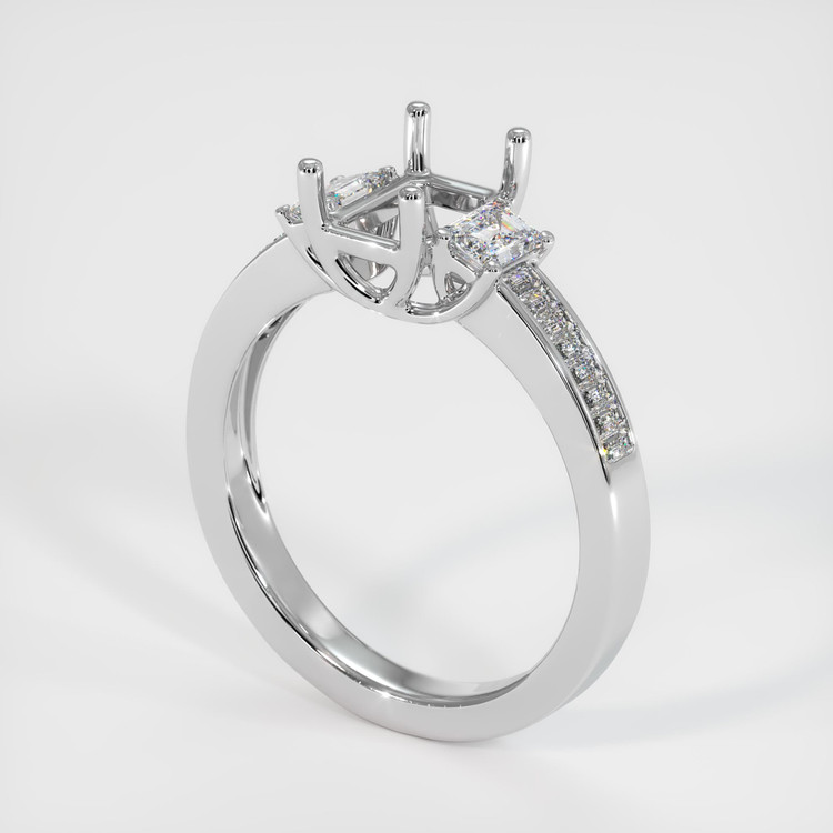 14K White Gold Three Stone Ring Setting