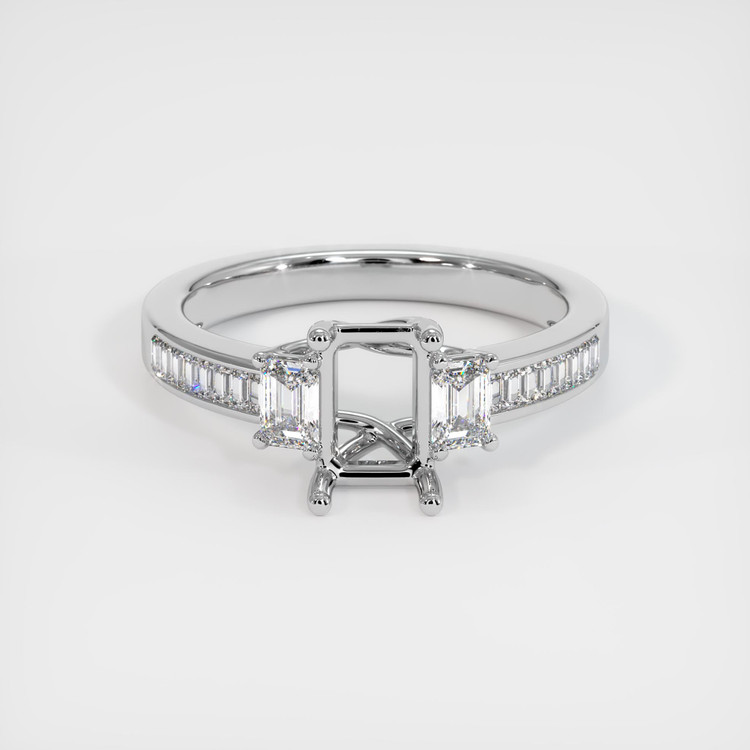 14K White Gold Three Stone Ring Setting