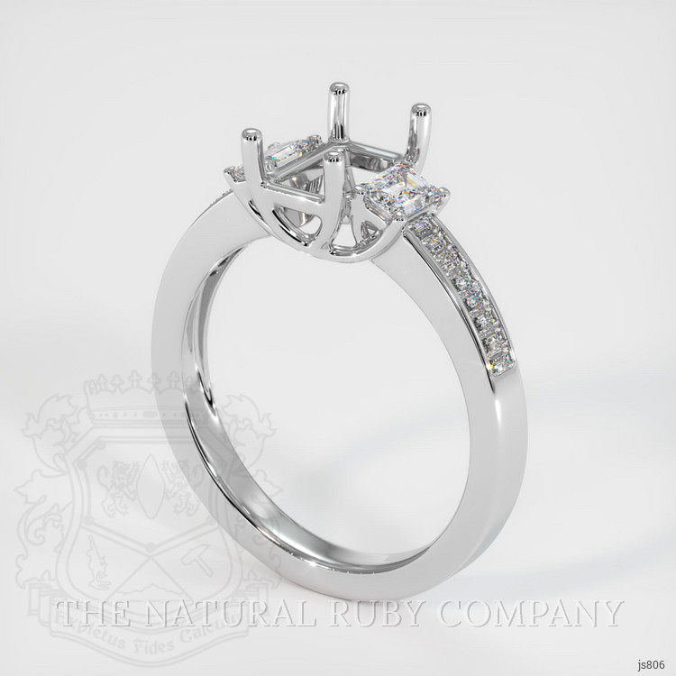 18K White Gold Three Stone Ring Setting