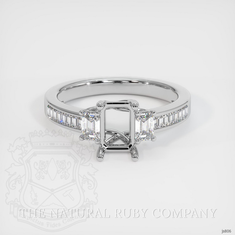18K White Gold Three Stone Ring Setting