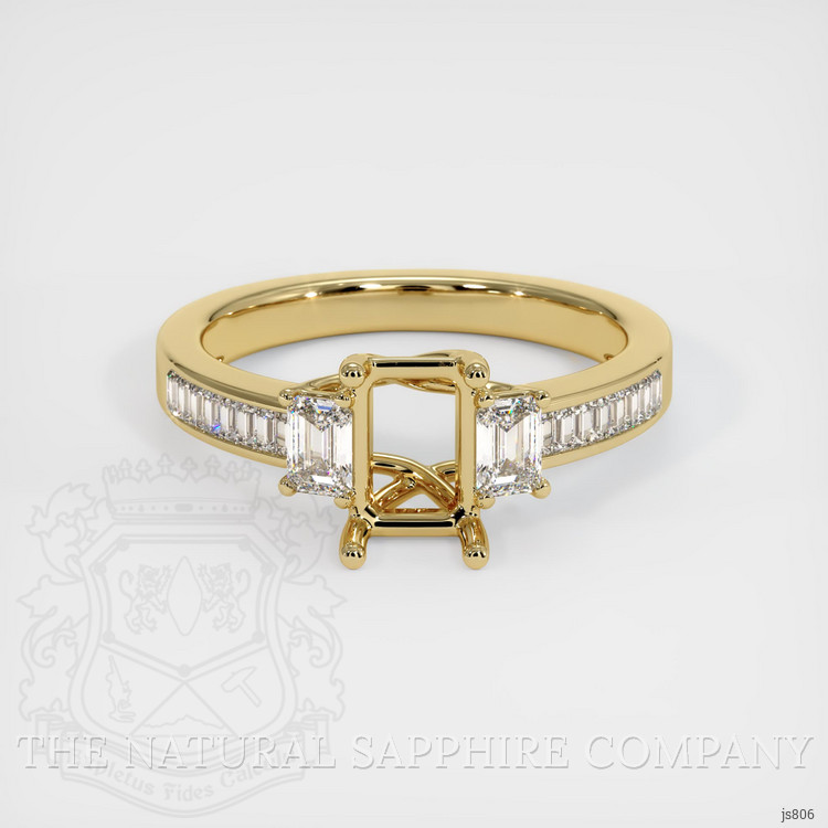 14K Yellow Gold Three Stone Ring Setting