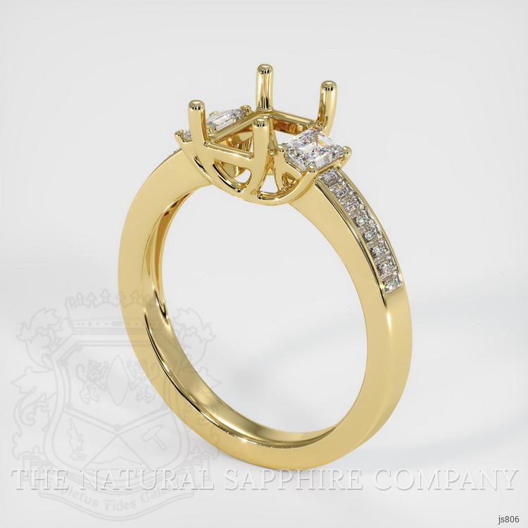 18K Yellow Gold Three Stone Ring Setting