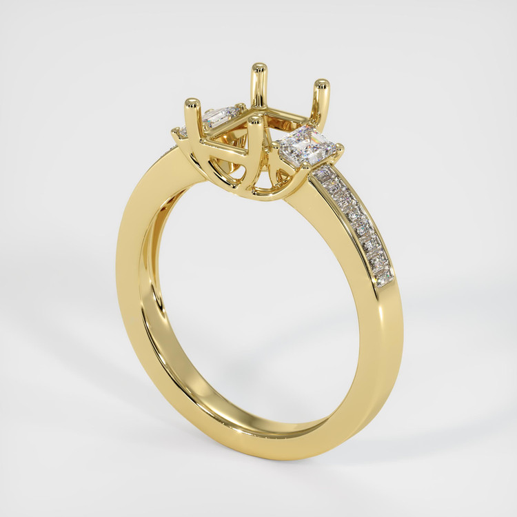 18K Yellow Gold Three Stone Ring Setting