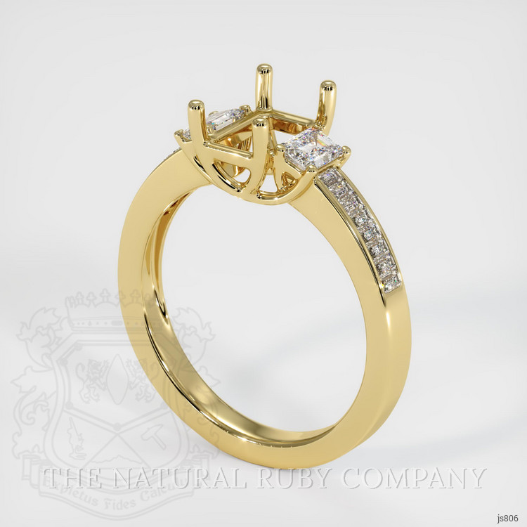 18K Yellow Gold Three Stone Ring Setting