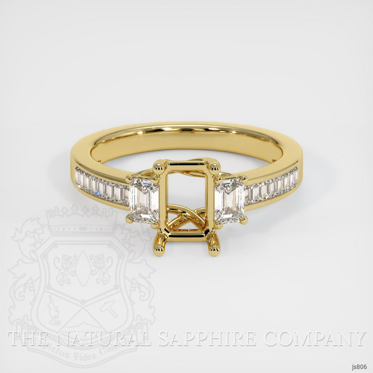 18K Yellow Gold Three Stone Ring Setting