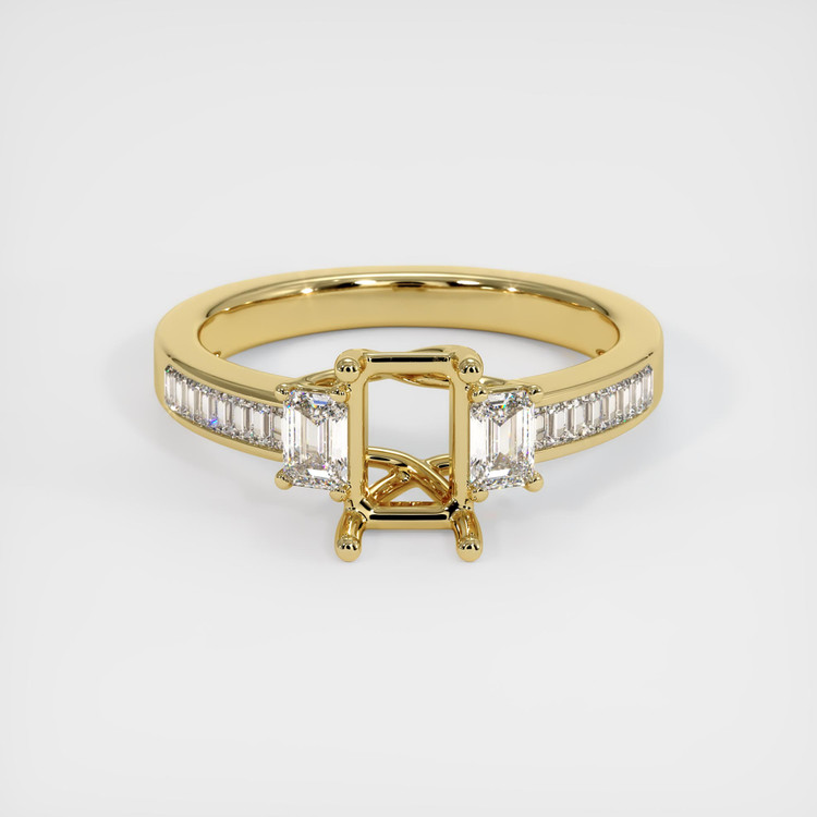 18K Yellow Gold Three Stone Ring Setting