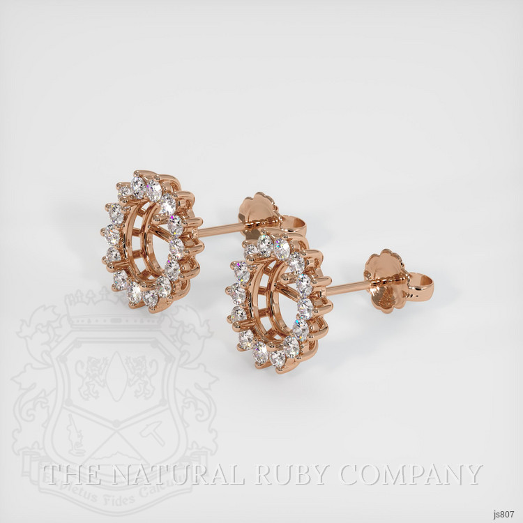 14K Rose Gold Halo Earring Setting