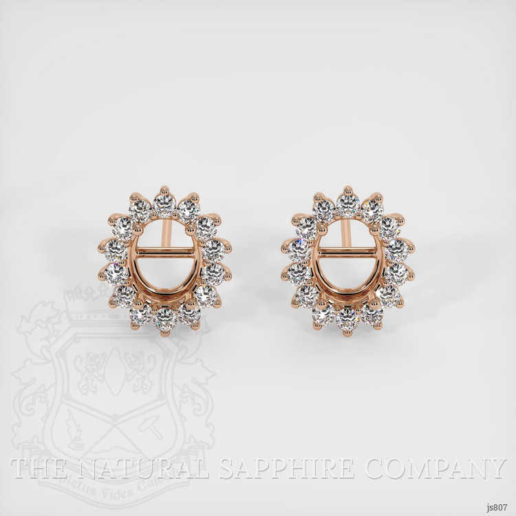 14K Rose Gold Halo Earring Setting