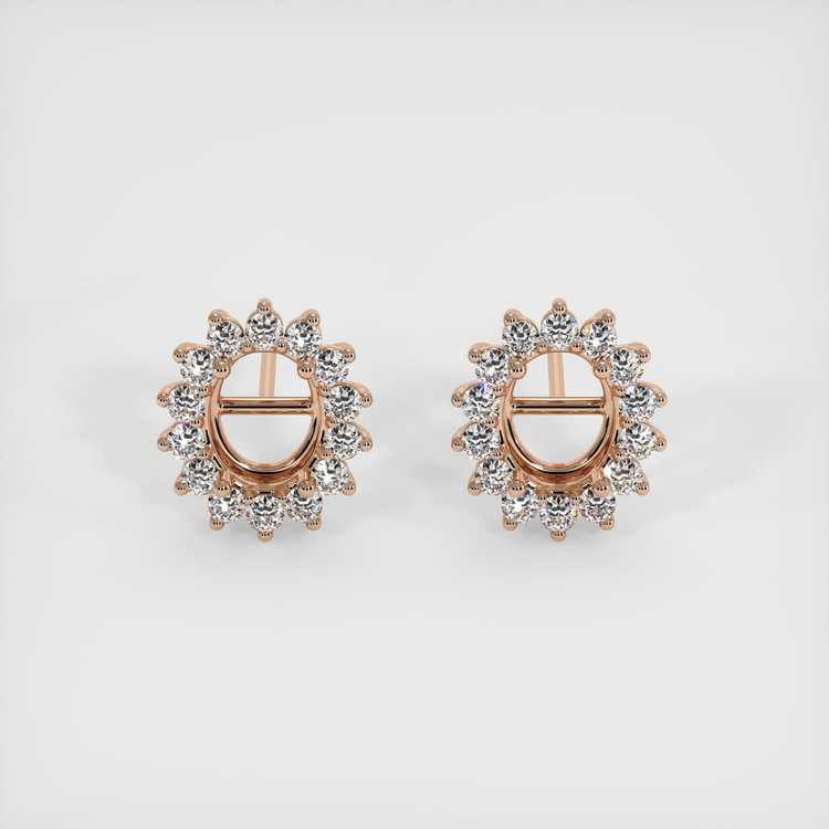 14K Rose Gold Halo Earring Setting