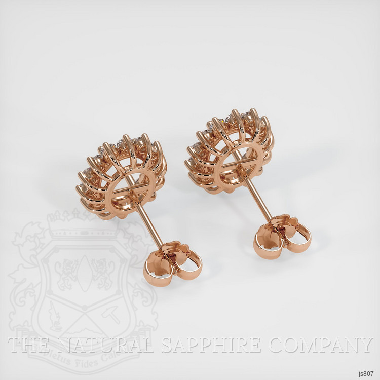 14K Rose Gold Halo Earring Setting