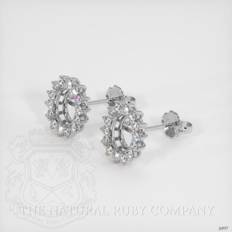 14K White Gold Halo Earring Setting