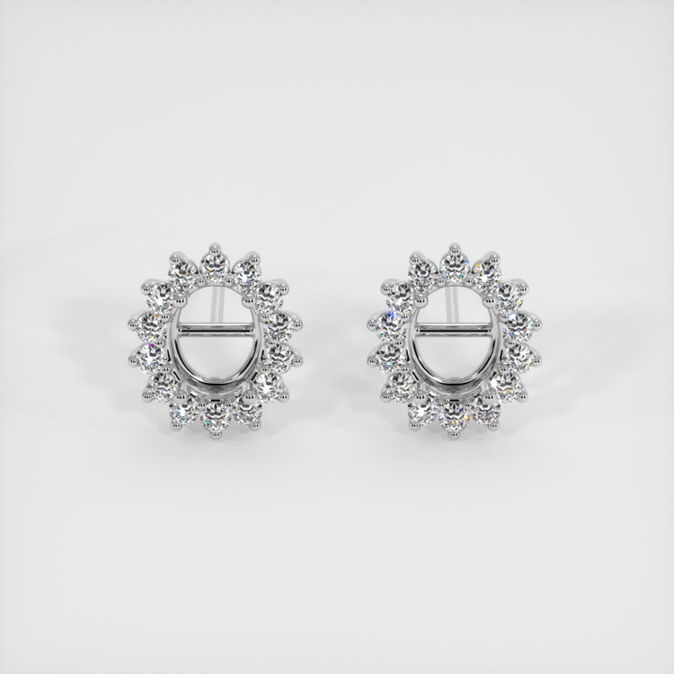 18K White Gold Halo Earring Setting