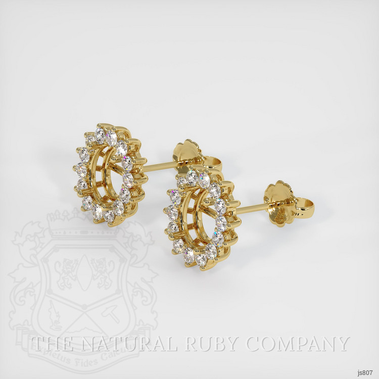 14K Yellow Gold Halo Earring Setting