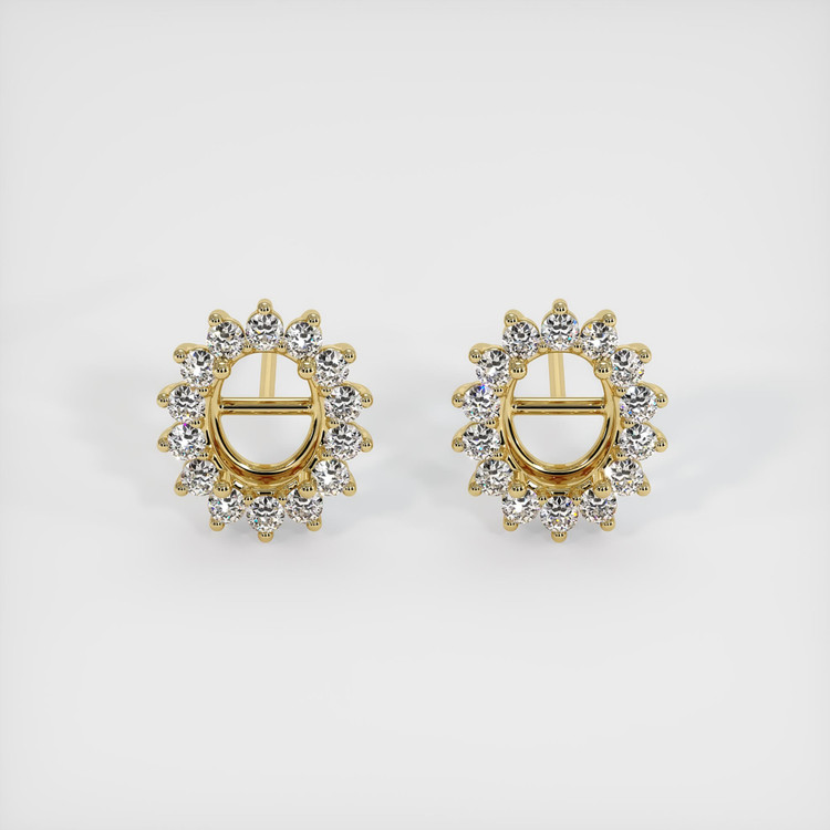 14K Yellow Gold Halo Earring Setting